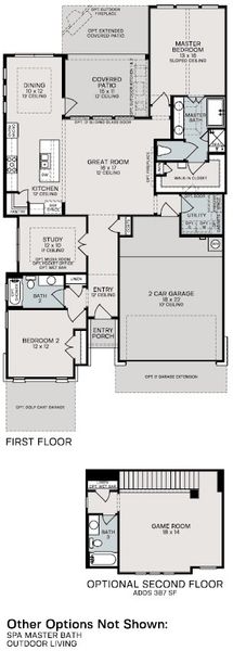 2D floor plan layout for the Ozona by Sitterle Homes in Comanche Trace, Kerrville, TX (Image 3). 2D floor plan layout for the Ozona by Sitterle Homes in Comanche Trace, Kerrville, TX (Image 3).