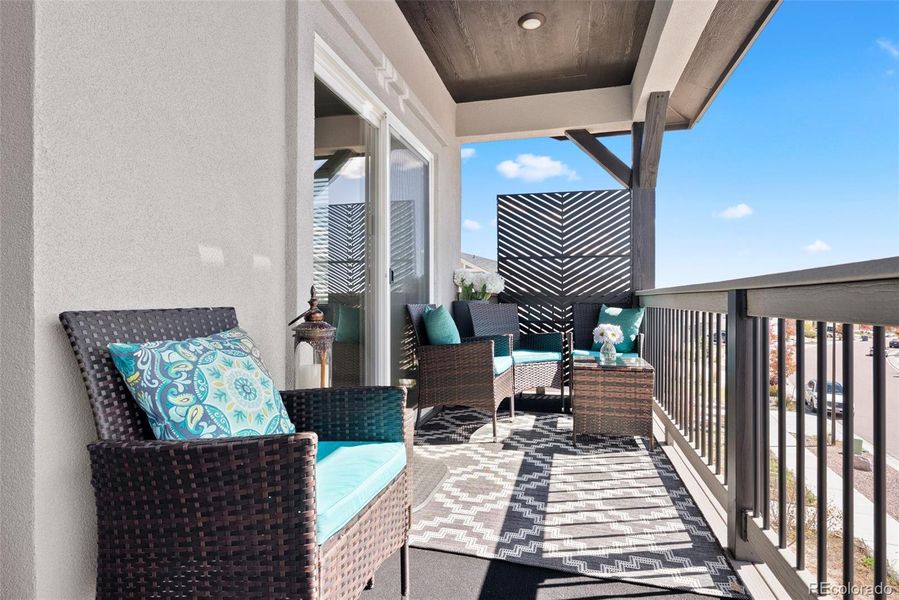 Owner's favorite spot: from here, morning coffee watching sunrise over Pikes Peak, evening cocktails with brilliant skies backlighting the mountains.