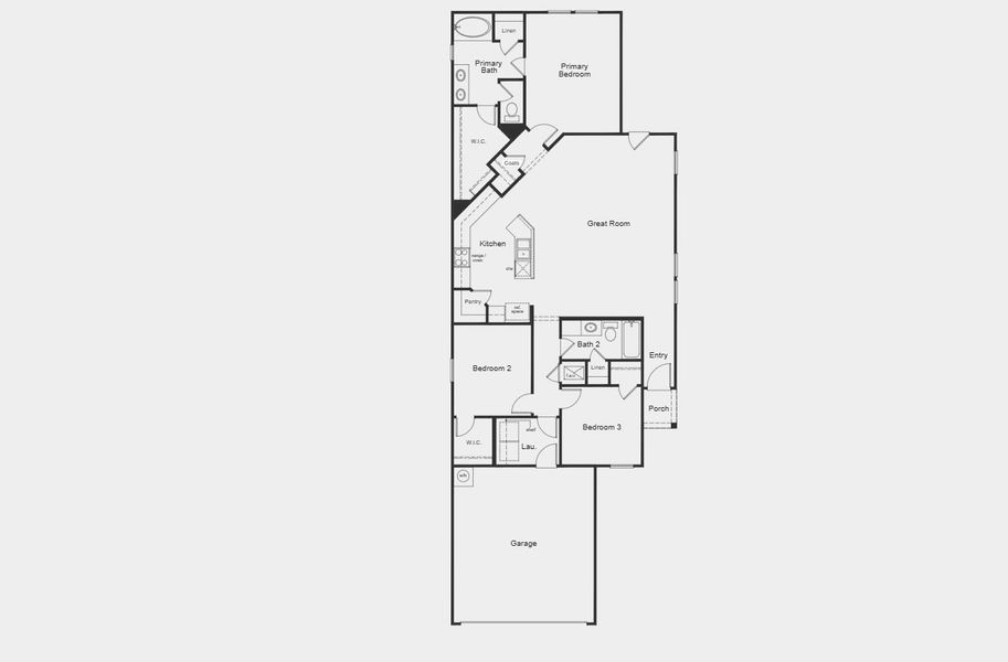 2D floor plan layout for the Plan 1549 by KB Home in Punta Verde, Converse, TX (Image 5).