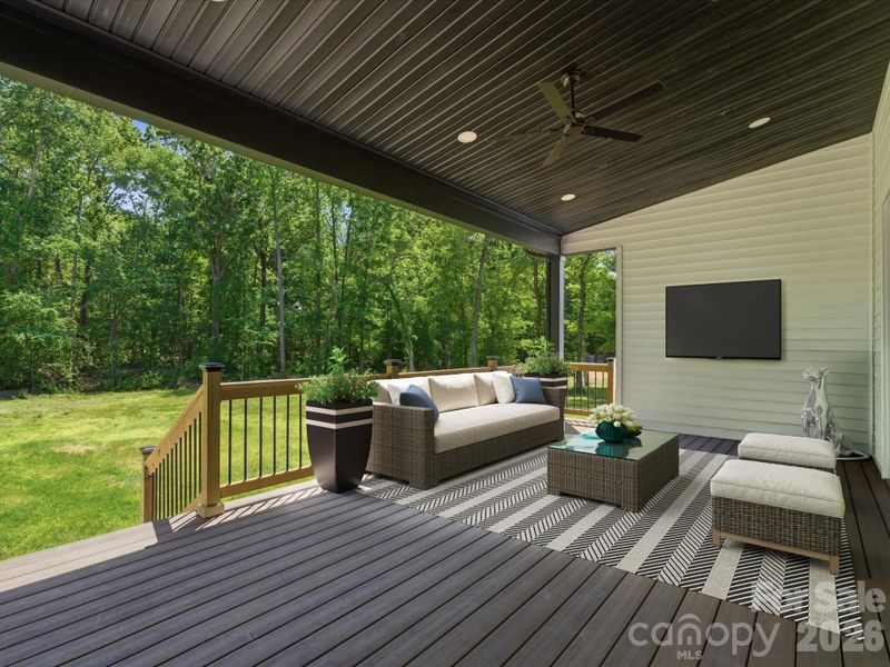 The deck has been virtually staged.