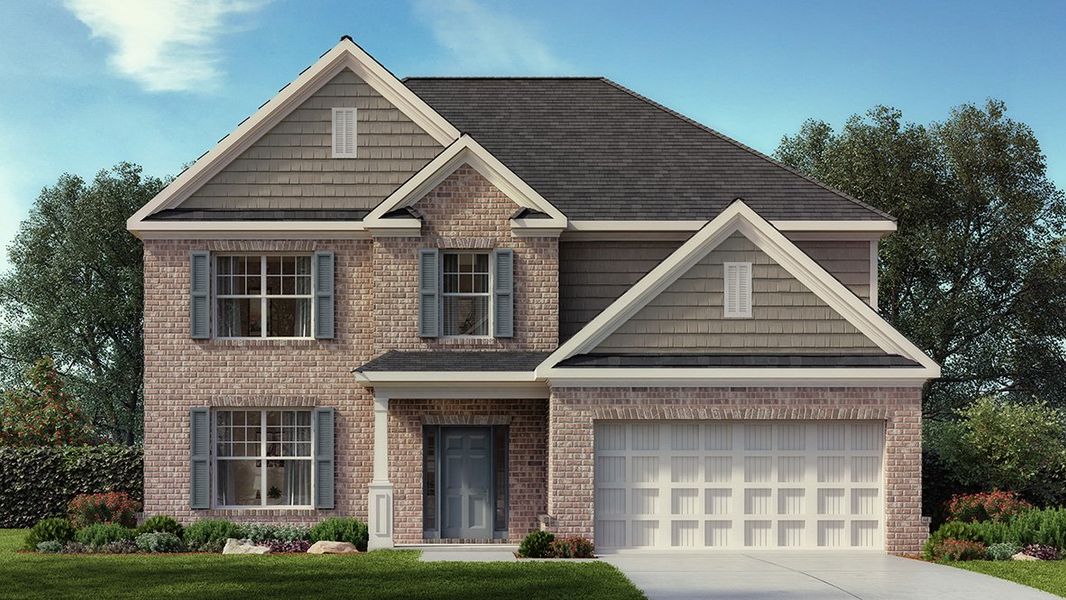 Representative exterior photo of a completed home built from the LYNNBROOK by D.R. Horton in Haven Abbey, Cumming, GA (Image 1). Representative exterior photo of a completed home built from the LYNNBROOK by D.R. Horton in Haven Abbey, Cumming, GA (Image 1).