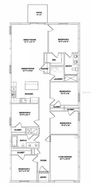 2D floor plan layout of this home in Oakfield Lakes, Parrish, FL (Image 2). 2D floor plan layout of this home in Oakfield Lakes, Parrish, FL (Image 2).