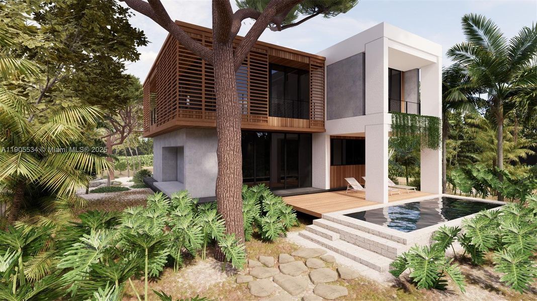 Exterior details and patio area of a home in , El Portal (Image 2). Exterior details and patio area of a home in , El Portal (Image 2).