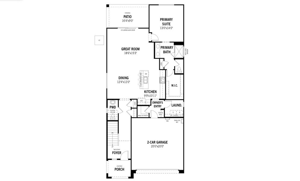 2D floor plan layout for the Ivory by Mattamy Homes in Baker Farms, Phoenix, AZ (Image 3).