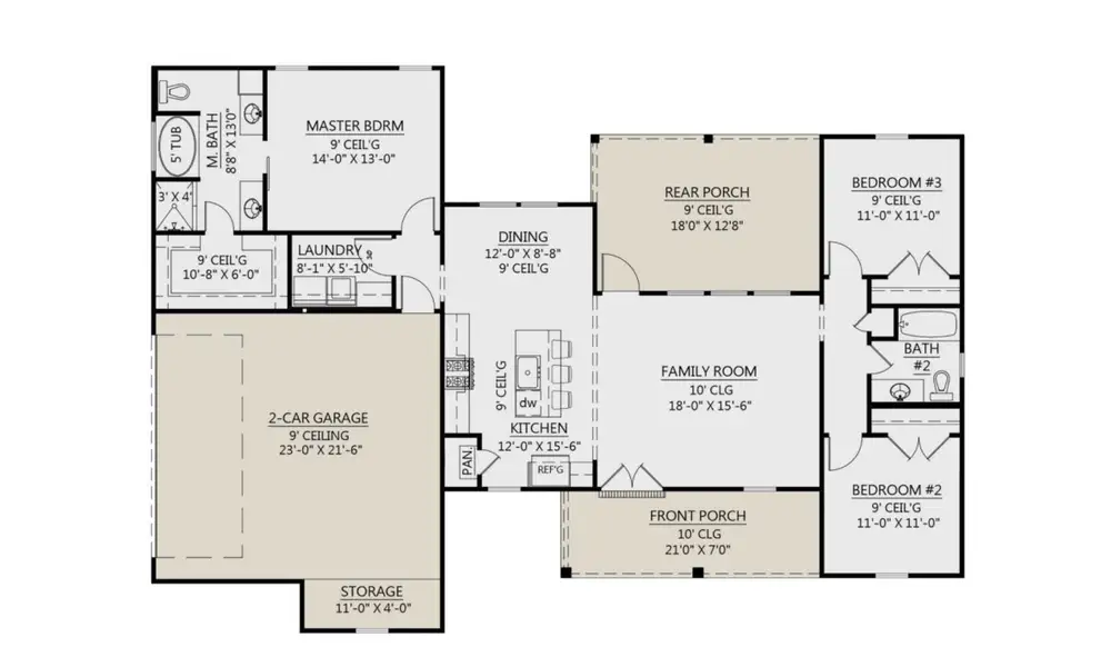 2D floor plan layout for the Loretta by Zeal Home Builders in Monarch Manor, Poolville, TX (Image 4). 2D floor plan layout for the Loretta by Zeal Home Builders in Monarch Manor, Poolville, TX (Image 4).