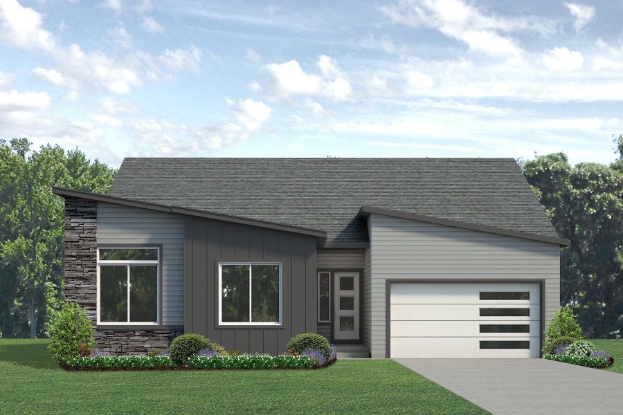 Representative exterior photo of a completed home built from the Jefferson by Risewell Homes in Highlands Preserve, Mead, CO (Image 12).