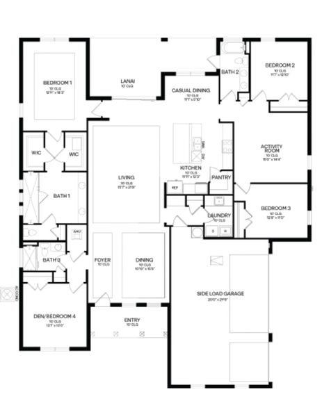 2D floor plan layout of this home in Buena Lago, St. Cloud, FL (Image 4).