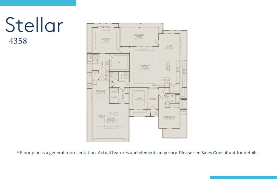 2D floor plan layout of this home in Del Webb North Myrtle Beach, Myrtle Beach, SC (Image 3).