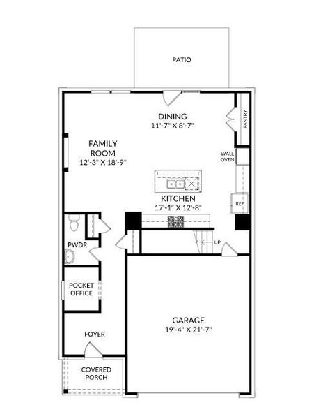 2D floor plan layout of this home in Rhodes Glen, Lawrenceville, GA (Image 3).