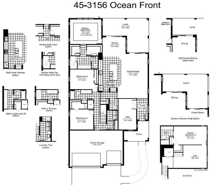 2D floor plan layout for the Ocean Front by Neal Communities in Vistera of Venice, Venice, FL (Image 4).