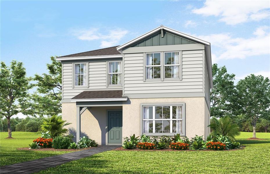 Front exterior of a new home in Lakehaven Estates, Clermont, FL, highlighting curb appeal (Image 1). Front exterior of a new home in Lakehaven Estates, Clermont, FL, highlighting curb appeal (Image 1).