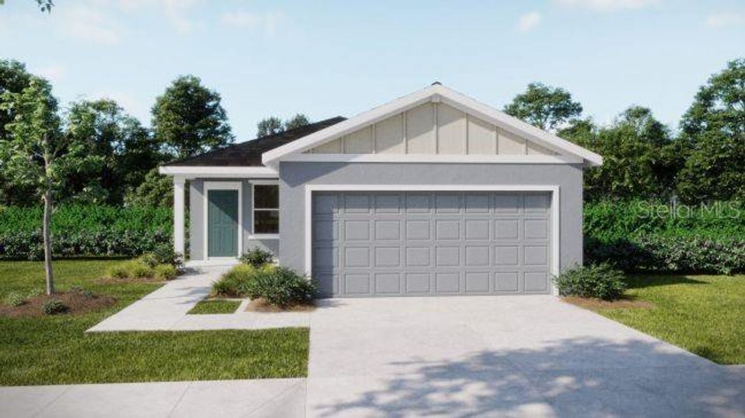 Front exterior of a new home in Heritage Station, Punta Gorda, FL, highlighting curb appeal (Image 2). Front exterior of a new home in Heritage Station, Punta Gorda, FL, highlighting curb appeal (Image 2).