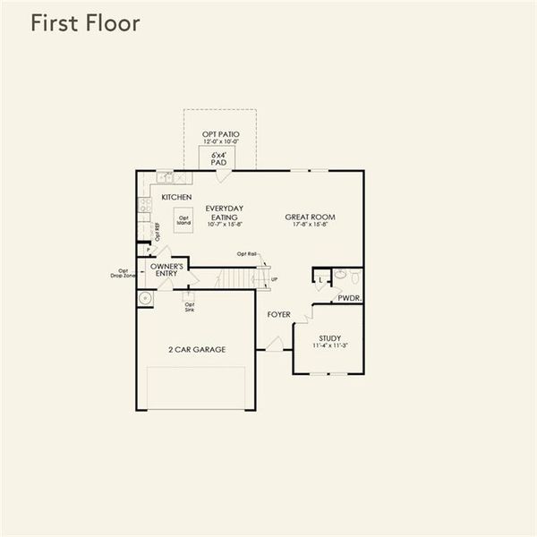 2D floor plan layout of this home in Hawthorne Ridge, McDonough, GA (Image 2). 2D floor plan layout of this home in Hawthorne Ridge, McDonough, GA (Image 2).