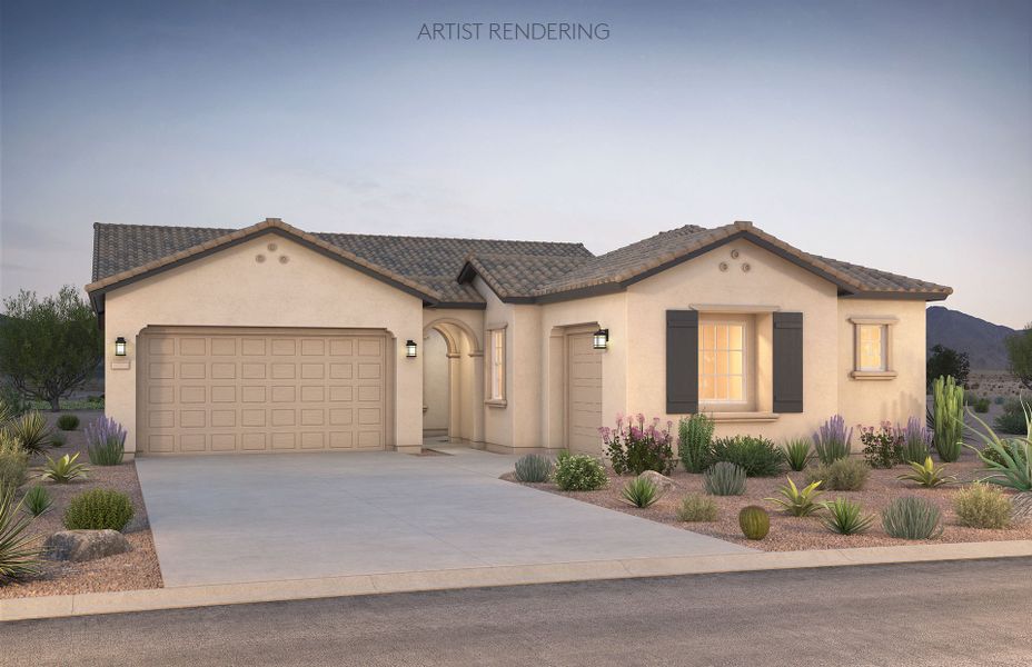 Representative exterior photo of a completed home built from the Ravenna by Pulte Homes in Legado West, Gilbert, AZ (Image 2). Representative exterior photo of a completed home built from the Ravenna by Pulte Homes in Legado West, Gilbert, AZ (Image 2).