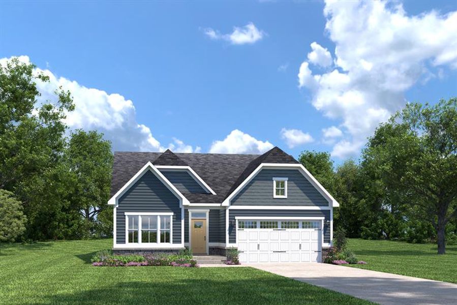 Representative exterior photo of a completed home built from the Bramante Ranch by Ryan Homes in Canterbrook Farms Ranches, Fountain Inn, SC (Image 1). Representative exterior photo of a completed home built from the Bramante Ranch by Ryan Homes in Canterbrook Farms Ranches, Fountain Inn, SC (Image 1).