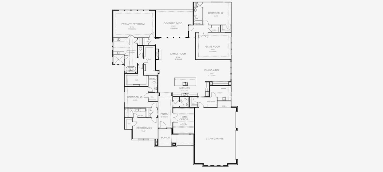 2D floor plan layout for the 3850A by Perry Homes in Megan's Landing 1/2 Acre, Castroville, TX (Image 3). 2D floor plan layout for the 3850A by Perry Homes in Megan's Landing 1/2 Acre, Castroville, TX (Image 3).