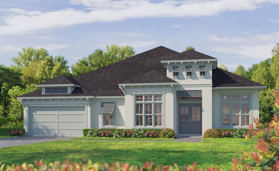 Representative exterior photo of a completed home built from the Bella - Regency Series | 70' Wide Lots by ICI Homes in Woodhaven, Port Orange, FL (Image 1). Representative exterior photo of a completed home built from the Bella - Regency Series | 70' Wide Lots by ICI Homes in Woodhaven, Port Orange, FL (Image 1).