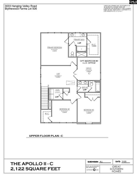 2D floor plan layout of this home in Blythewood Farms, Blythewood, SC (Image 3).