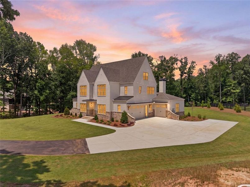 Front exterior of a new home in , Alpharetta, GA, highlighting curb appeal (Image 30). Front exterior of a new home in , Alpharetta, GA, highlighting curb appeal (Image 30).