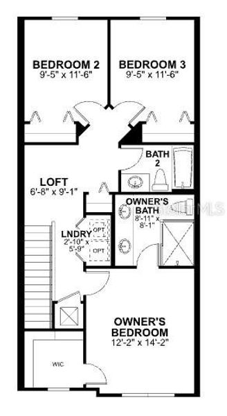 2D floor plan layout of this home in Tyson Ranch, Orlando, FL (Image 6).