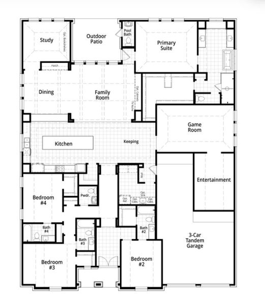 2D floor plan layout for the Treviso by Highland Homes in Fulbrook on Fulshear Creek, Fulshear, TX (Image 3).