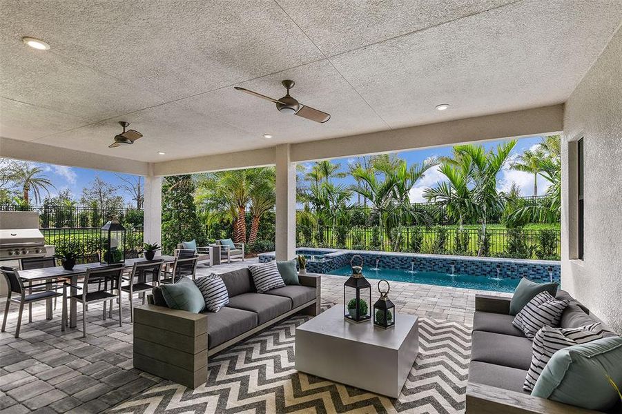 Exterior details and patio area of a home in Cresswind Lakewood Ranch, Lakewood Ranch (Image 4).