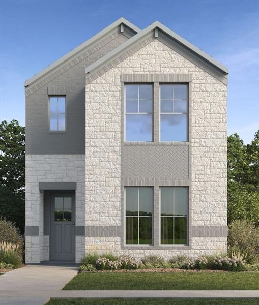 Front exterior of a new home in Waterbend, Euless, TX, highlighting curb appeal (Image 1). Front exterior of a new home in Waterbend, Euless, TX, highlighting curb appeal (Image 1).