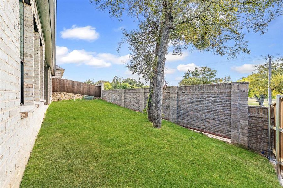 View of fenced backyard