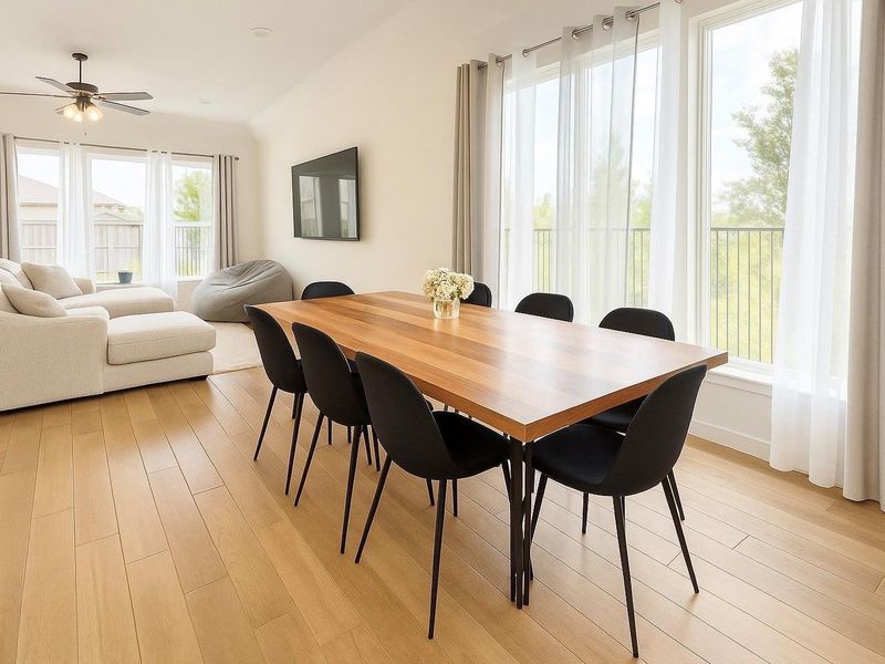 Furnished interior view inside a new home in Bridgeland 45', Cypress (Image 5).