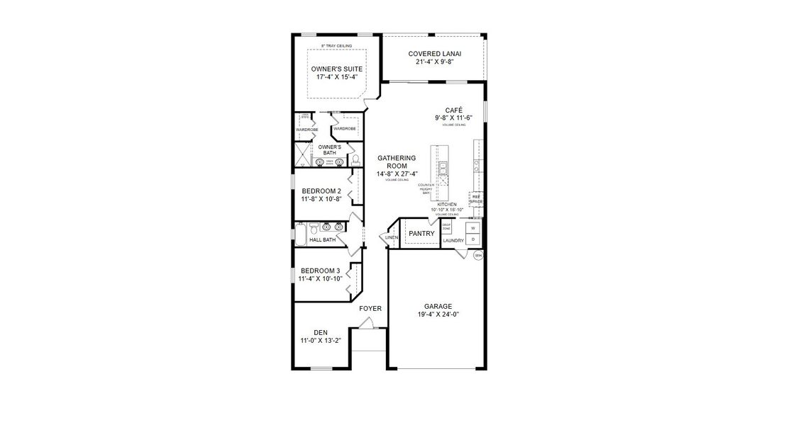 2D floor plan layout for the Serendipity by Highland Homes of Florida in Bellaviva, Auburndale, FL (Image 3).