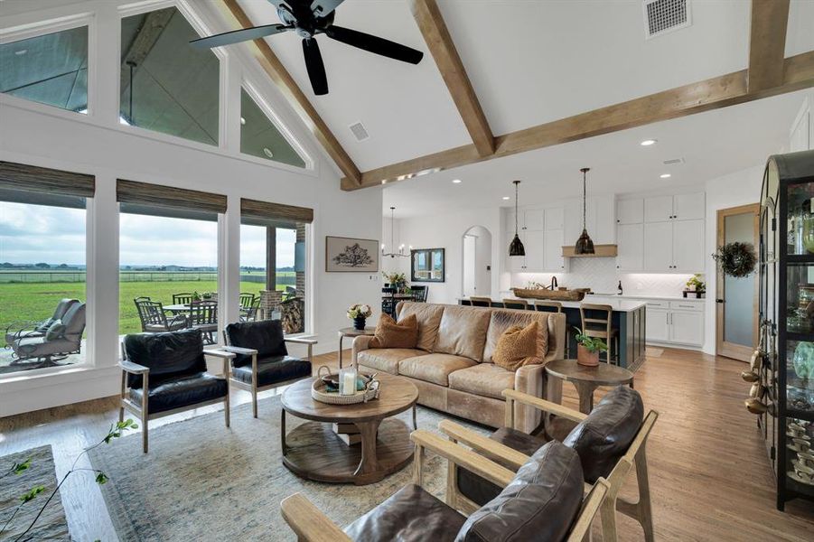 Oversized windows with custom electric shades!