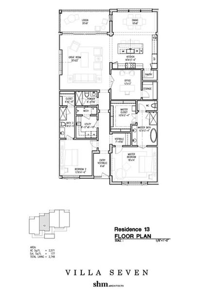 2D floor plan layout for the Villa 7 - 13 by Savannah Developers in The Residences, Irving, TX (Image 1).