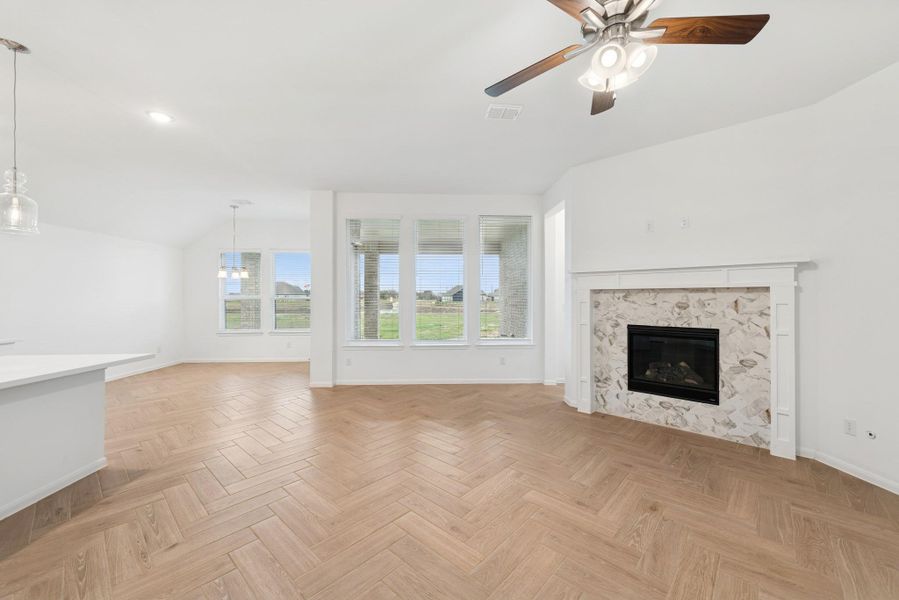 Cozy great room with fireplace