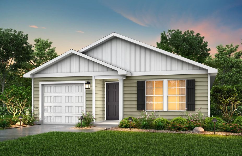 Front exterior of a new home in Pirate's Cove Estates, Vidor, TX, highlighting curb appeal (Image 2). Front exterior of a new home in Pirate's Cove Estates, Vidor, TX, highlighting curb appeal (Image 2).