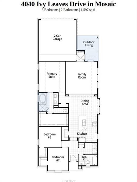 2D floor plan layout of this home in Mosaic, Celina, TX (Image 2).