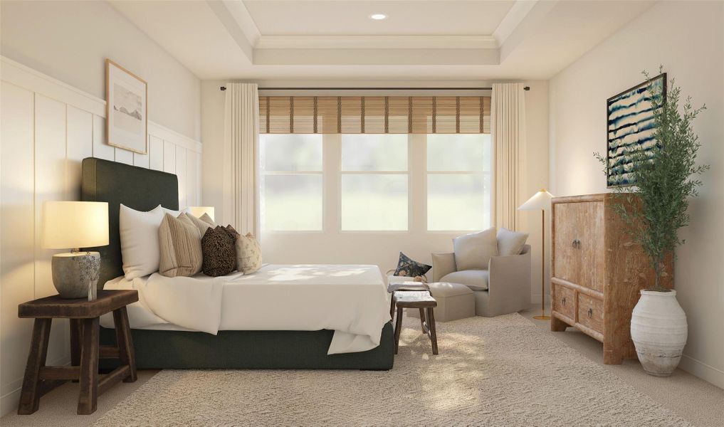 Tranquil primary suite (*Artist rendering used for illustration purposes only.)