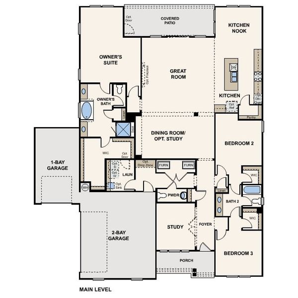 2D floor plan layout of this home in Northshore, Kingsland, GA (Image 3).