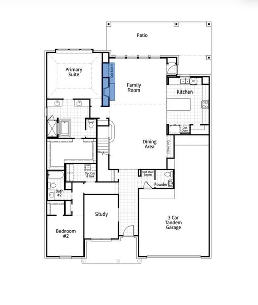 2D floor plan layout for the Millbeck Plan by Highland Homes in Monterra: 70ft. lots, Rockwall, TX (Image 3).