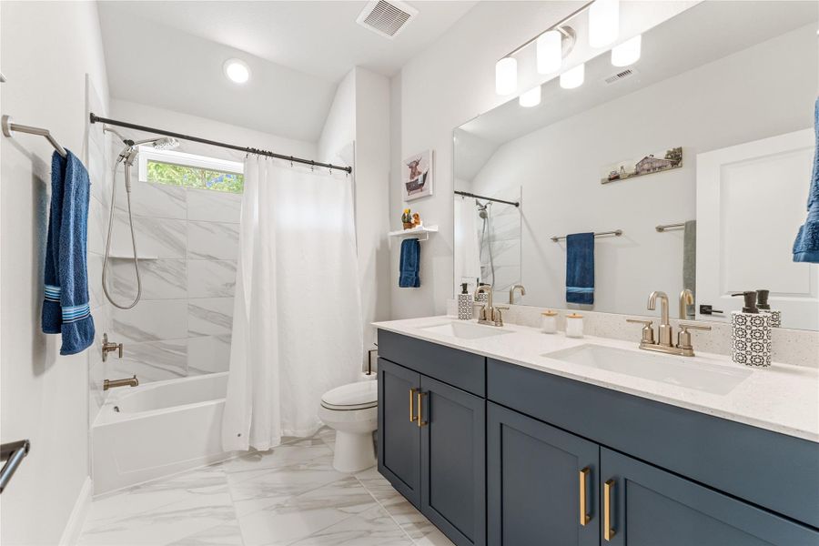 Full bathroom up woth double sinks