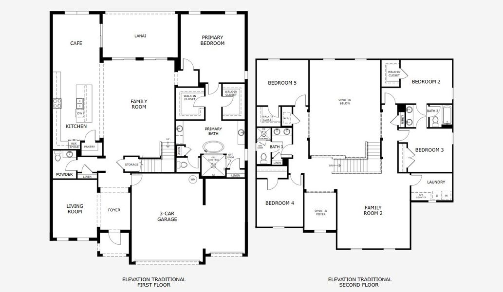 2D floor plan layout for the Exbury by Landsea Homes in Trinity Gardens, Deland, FL (Image 3).