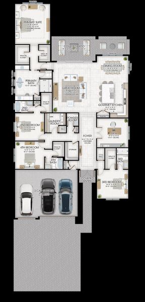 2D floor plan layout for the Adonis by GL Homes in Apex at Avenir, Palm Beach Gardens, FL (Image 5). 2D floor plan layout for the Adonis by GL Homes in Apex at Avenir, Palm Beach Gardens, FL (Image 5).
