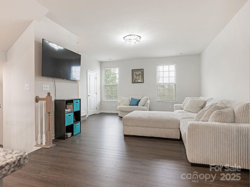 Bright and spacious living area open to the kitchen.