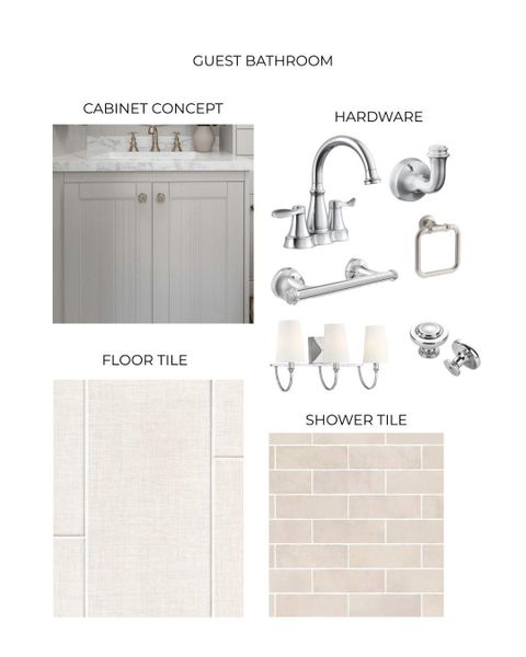Downstairs secandary bathroom design mood board.