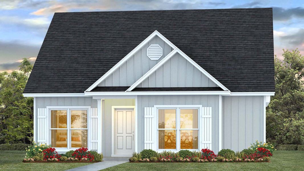Front exterior of a new home in Owl's Head East, Freeport, FL, highlighting curb appeal (Image 1).