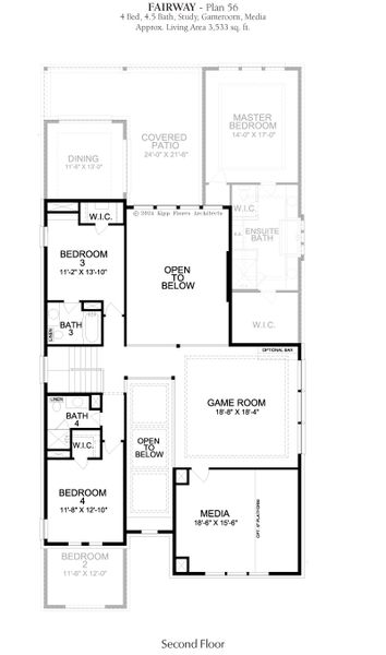 2D floor plan layout for the Fairway by Landon Homes in Fields - Brookside North, Frisco, TX (Image 7). 2D floor plan layout for the Fairway by Landon Homes in Fields - Brookside North, Frisco, TX (Image 7).