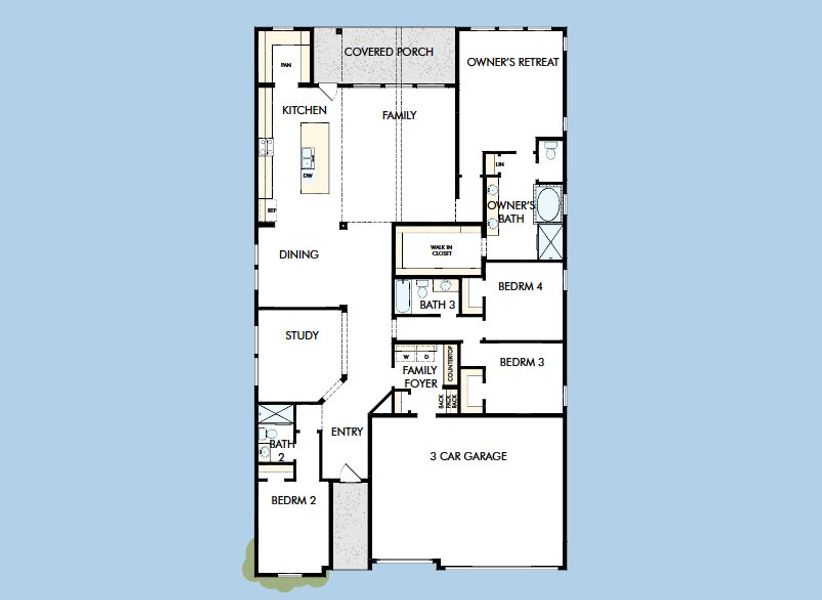 2D floor plan layout for the The Thistle by David Weekley Homes in Audubon – Vision Collection, Magnolia, TX (Image 3).