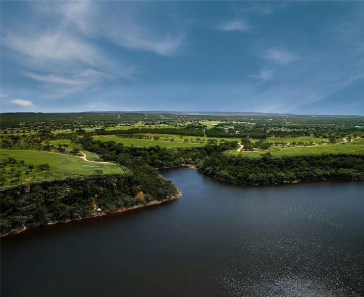 Aerial view of a large body of water