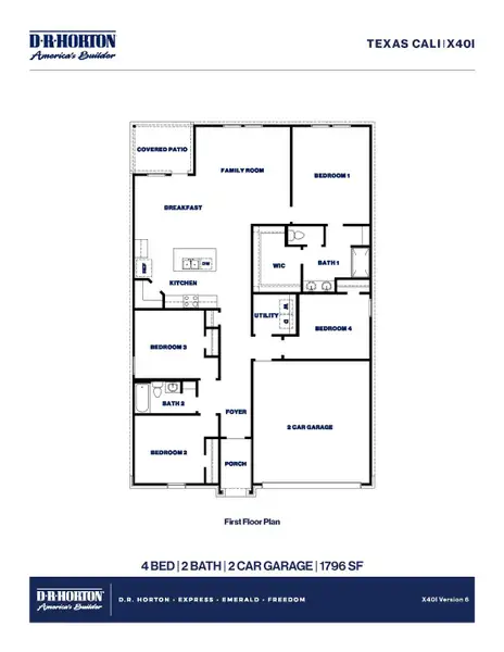 2D floor plan layout for the Texas Cali by D.R. Horton in Maple Woods, Hockley, TX (Image 2). 2D floor plan layout for the Texas Cali by D.R. Horton in Maple Woods, Hockley, TX (Image 2).