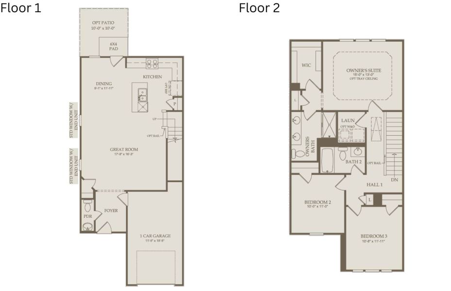 2D floor plan layout of this home in Poets Walk, Whitsett, NC (Image 4).