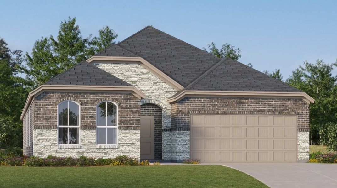 Front exterior of a new home in Addison Hills, Cedar Hill, TX, highlighting curb appeal (Image 1). Front exterior of a new home in Addison Hills, Cedar Hill, TX, highlighting curb appeal (Image 1).